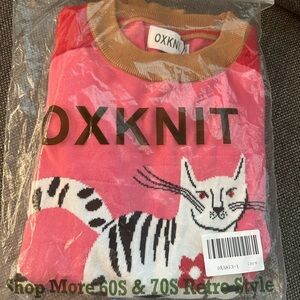 OXKNIT Pink Cat Sweater